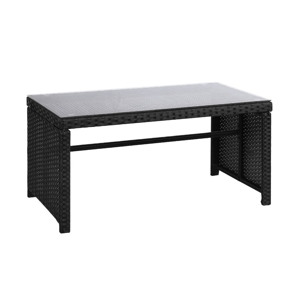 Gardeon 4 PCS Outdoor Sofa Set with Storage Cover Rattan Chair Furniture Black ODF-RATTAN-4PC-AB-BK-COVER