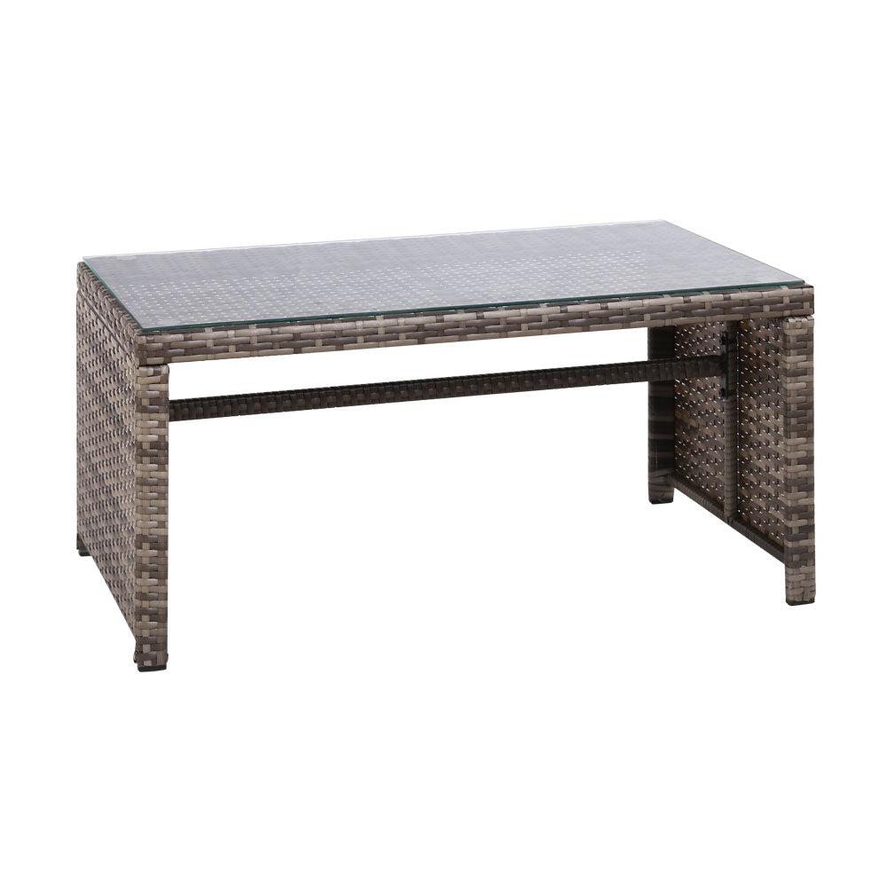 Gardeon 4 PCS Outdoor Sofa Set with Storage Cover Rattan Chair Furniture Grey ODF-RATTAN-4PC-AB-GE-COVER