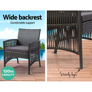 Gardeon 4PCS Outdoor Sofa Set with Storage Cover Wicker Harp Chair Table Grey ODF-RATTAN-HARP-GE-AB-COVER