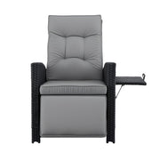 Gardeon Outdoor Recliner Chairs Sun lounge Wicker Lounger Patio Furniture Adjustable Black ODF-RCL-DT-BK