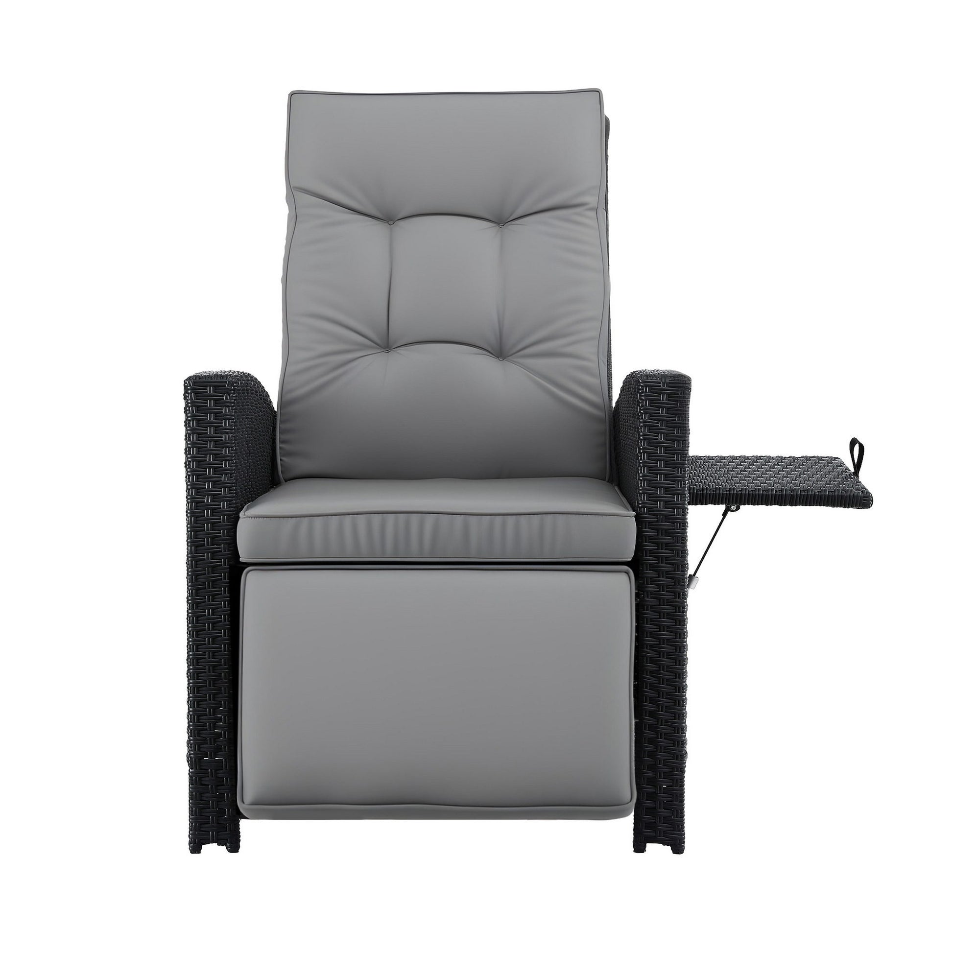 Gardeon Outdoor Recliner Chairs Sun lounge Wicker Lounger Patio Furniture Adjustable Black ODF-RCL-DT-BK