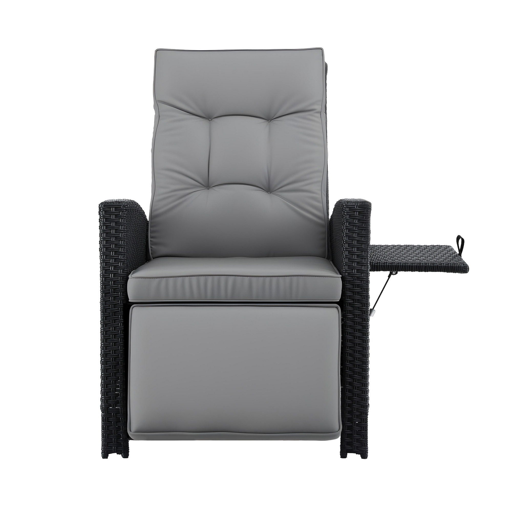 Gardeon Outdoor Recliner Chairs Sun lounge Wicker Lounger Patio Furniture Adjustable Black ODF-RCL-DT-BK