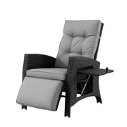 Gardeon Outdoor Recliner Chairs Sun lounge Wicker Lounger Patio Furniture Adjustable Black ODF-RCL-DT-BK
