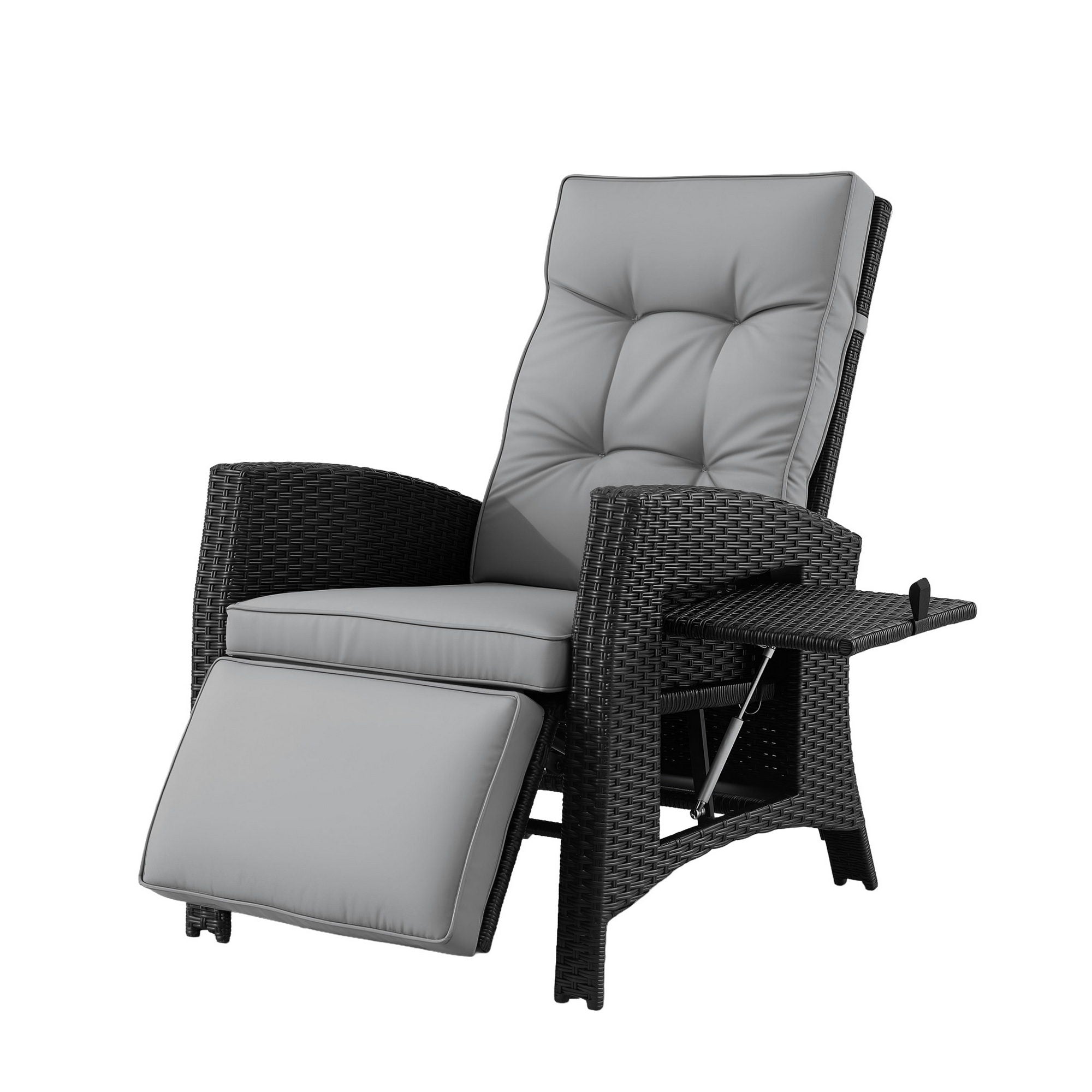 Gardeon Outdoor Recliner Chairs Sun lounge Wicker Lounger Patio Furniture Adjustable Black ODF-RCL-DT-BK