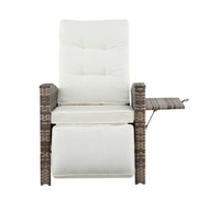 Gardeon Outdoor Recliner Chairs Sun lounge Wicker Lounger Patio Furniture Adjustable Brown ODF-RCL-DT-NTL