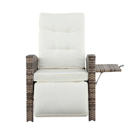 Gardeon Outdoor Recliner Chairs Sun lounge Wicker Lounger Patio Furniture Adjustable Brown ODF-RCL-DT-NTL