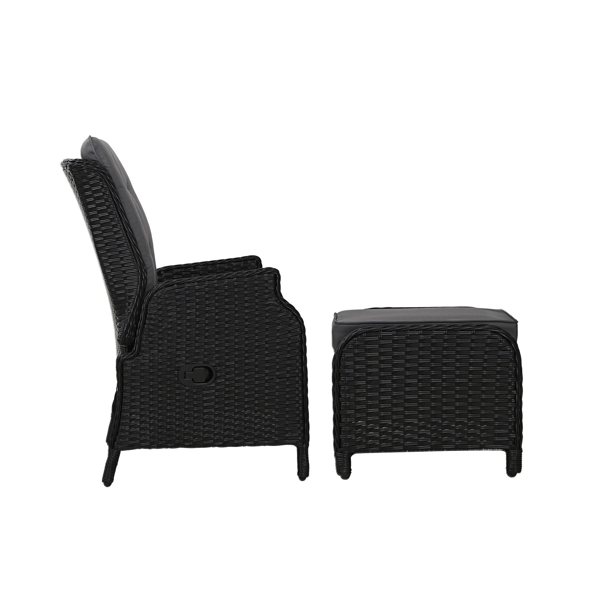 Gardeon Recliner Chair Sun lounge Wicker Lounger Outdoor Furniture Patio Adjustable Black