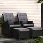Gardeon 2PC Recliner Chair Sun lounge Wicker Lounger Outdoor Furniture Adjustable Black ODF-RCL-RW-CHOTM-BKX2