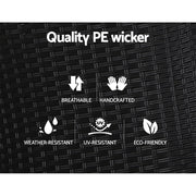 Gardeon 2PC Recliner Chairs Sun lounge Wicker Lounger Outdoor Furniture Adjustable Black ODF-RECLINER-CHOTM-BKX2