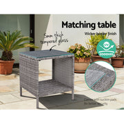 Gardeon 5PC Recliner Chairs Table Sun lounge Wicker Outdoor Furniture Adjustable Grey ODF-RECLINER-CHOTTB-5GE