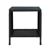 Gardeon Coffee Side Table Wicker Desk Rattan Outdoor Furniture Garden Black ODF-RECLINER-TB-BK