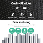Gardeon Coffee Side Table Wicker Desk Rattan Outdoor Furniture Garden Black ODF-RECLINER-TB-BK