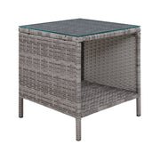 Gardeon Coffee Side Table Wicker Desk Rattan Outdoor Furniture Garden Grey ODF-RECLINER-TB-GE