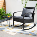 Gardeon 2PC Rocking Chair Table Wicker Outdoor Furniture Patio Lounge Setting ODF-ROCK-E-CHTB-BK