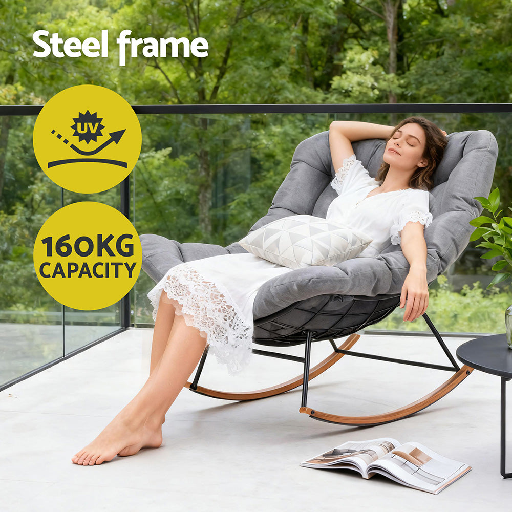Gardeon Outdoor Rocking Chair Furniture Papasan Recliner Garden Patio Lounge Setting ODF-ROCK-ST-GE