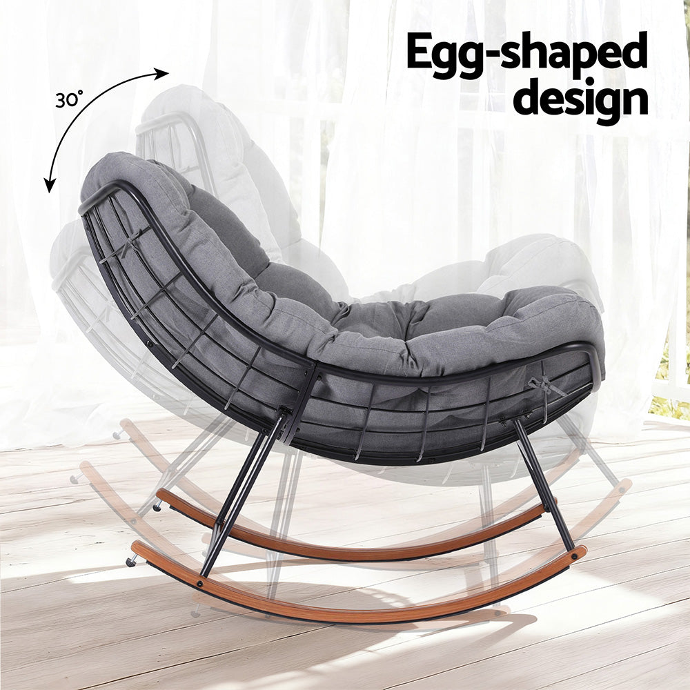 Gardeon Outdoor Rocking Chair Furniture Papasan Recliner Garden Patio Lounge Setting ODF-ROCK-ST-GE