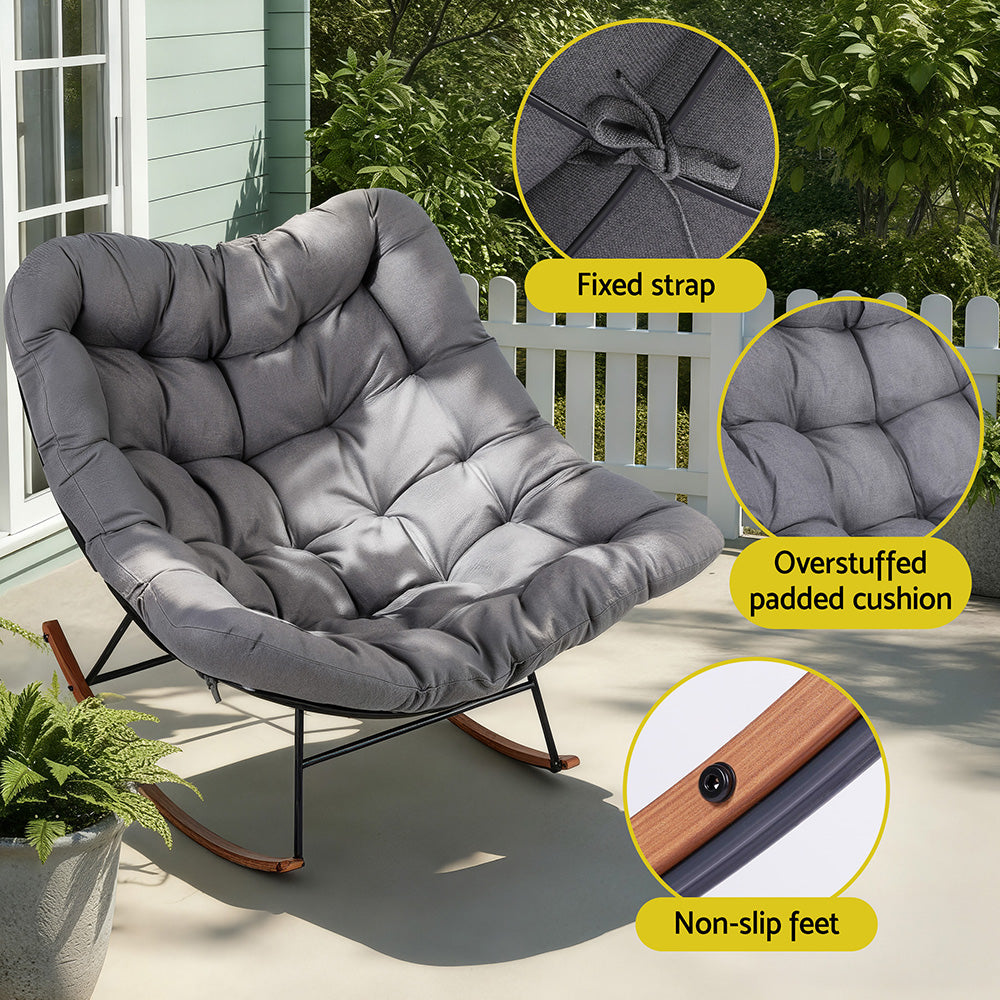 Gardeon Outdoor Rocking Chair Furniture Papasan Recliner Garden Patio Lounge Setting ODF-ROCK-ST-GE