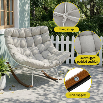 Gardeon Outdoor Rocking Chair Furniture Papasan Recliner Garden Patio Lounge Setting White ODF-ROCK-ST-WH