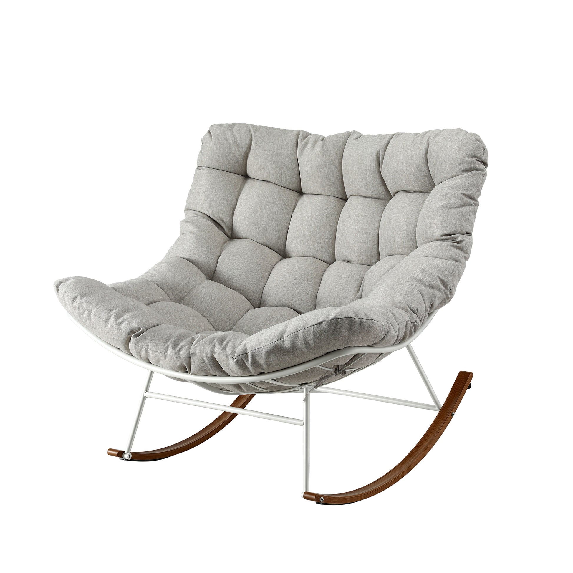 Gardeon Outdoor Rocking Chair Furniture Papasan Recliner Garden Patio Lounge Setting White ODF-ROCK-ST-WH