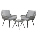 Gardeon 3PC Outdoor Furniture Bistro Set Lounge Setting Chairs Table Patio Grey ODF-ROPE-3PCS-GE
