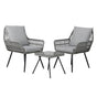 Gardeon 3PC Outdoor Furniture Bistro Set Lounge Setting Chairs Table Patio Grey ODF-ROPE-3PCS-GE