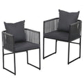Gardeon 2PC Outdoor Dining Chairs Woven Rope Chair Patio Furniture Garden Steel ODF-ROPE-ST-BK-2X