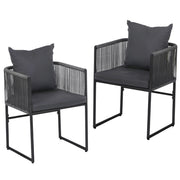Gardeon 2PC Outdoor Dining Chairs Woven Rope Chair Patio Furniture Garden Steel ODF-ROPE-ST-BK-2X
