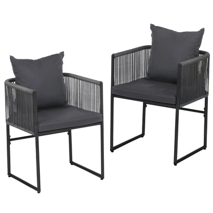 Gardeon 2PC Outdoor Dining Chairs Woven Rope Chair Patio Furniture Garden Steel ODF-ROPE-ST-BK-2X
