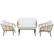 Gardeon 4-Piece Outdoor Sofa Set Rattan Lounge Setting Table Chairs ODF-ROUNDRAT-4PCS-NT