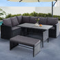 Gardeon Outdoor Furniture Dining Setting Sofa Set Lounge Wicker 8 Seater Black ODF-SDBOSS-1BENCH-BK