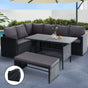 Gardeon Outdoor Dining Set Sofa Lounge Setting Chairs Table Bench Black Cover ODF-SDBOSS-1BENCH-BK-COVER