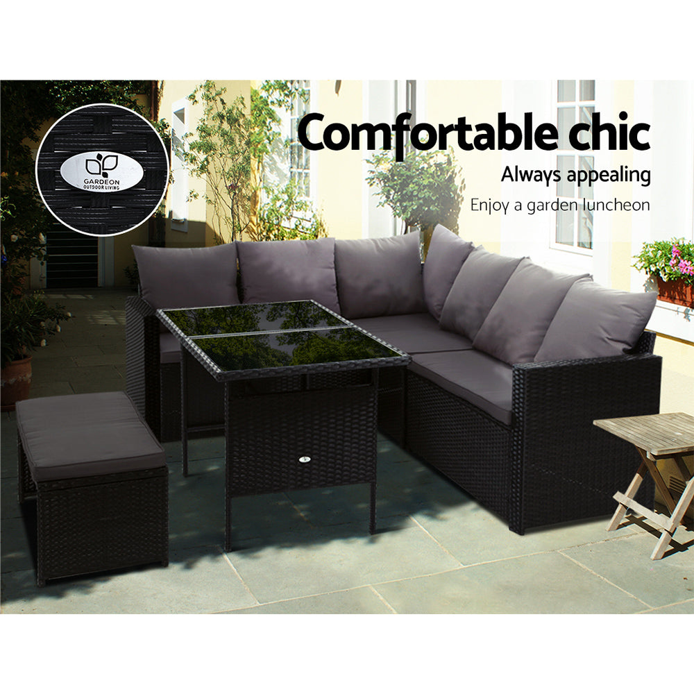Gardeon Outdoor Dining Set Sofa Lounge Setting Chairs Table Bench Black Cover ODF-SDBOSS-1BENCH-BK-COVER