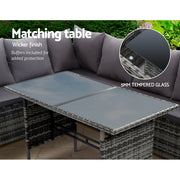 Gardeon Outdoor Furniture Dining Setting Sofa Set Lounge Wicker 9 Seater Mixed Grey