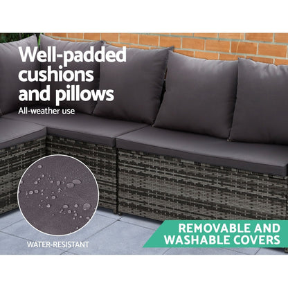 Gardeon Outdoor Furniture Dining Setting Sofa Set Lounge Wicker 9 Seater Mixed Grey ODF-SDBOSS-3OTM-GE