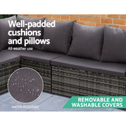 Gardeon Outdoor Dining Set Sofa Lounge Setting Chairs Table Ottoman Grey Cover