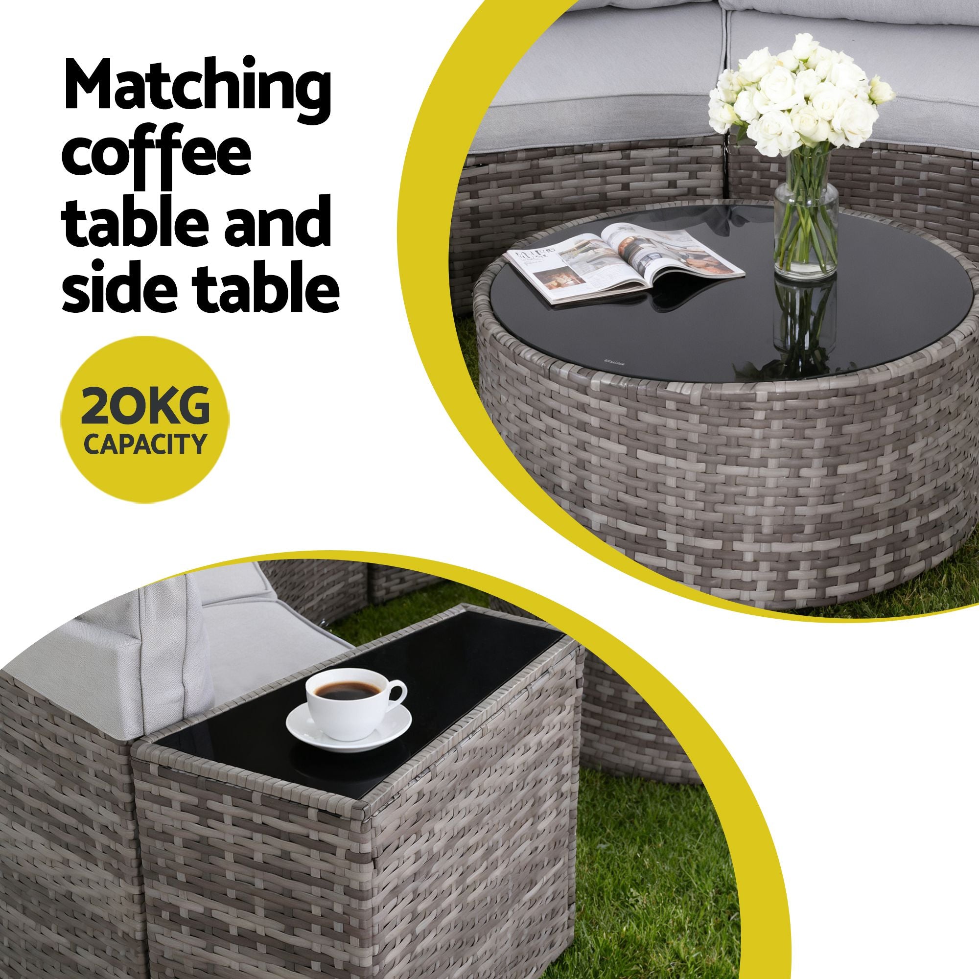 Gardeon 8 Seater Outdoor Sofa Set 11PCS Table Chair Set Garden Rattan Furniture