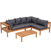Gardeon 4 Pieces Outdoor Sofa Set 5-Seater Wooden Bench with Built-in Side Table ODF-SOFA-4PC-5S-ST-TK-AB