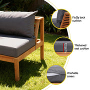 Gardeon 4 Pieces Outdoor Sofa Set 5-Seater Wooden Bench with Built-in Side Table ODF-SOFA-4PC-5S-ST-TK-AB