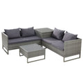 Gardeon 4-Seater Outdoor Sofa Furniture Lounge Set Wicker Setting Grey ODF-SOFA-4PCS-GE-AB