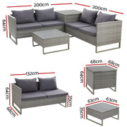 Gardeon 4-Seater Outdoor Sofa Furniture Lounge Set Wicker Setting Grey ODF-SOFA-4PCS-GE-AB