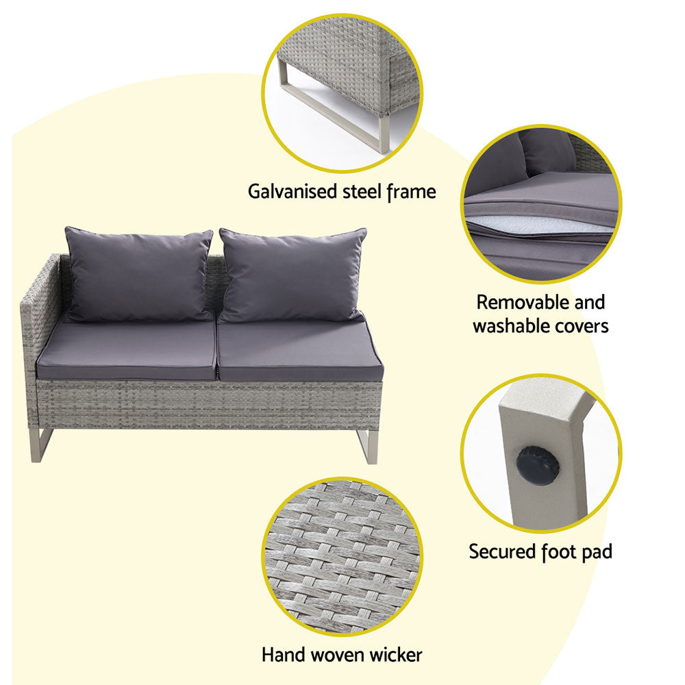 Gardeon 4-Seater Outdoor Sofa Furniture Lounge Set Wicker Setting Grey ODF-SOFA-4PCS-GE-AB