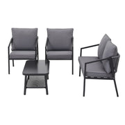 Gardeon 4 Seater Outdoor Sofa Set 4PCS Table Chair Setting Patio Furniture ODF-SOFA-4PCS-MEL-ROPE-BK
