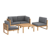 Gardeon 4-Piece Outdoor Sofa Set Wooden Couch Lounge Setting 5PCS ODF-SOFA-5PC-4S-TK-AB
