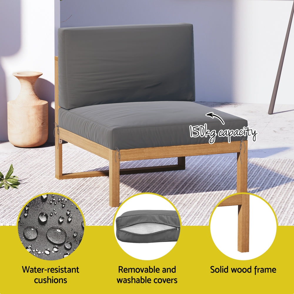 Gardeon 4-Piece Outdoor Sofa Set Wooden Couch Lounge Setting 5PCS ODF-SOFA-5PC-4S-TK-AB