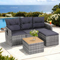 Gardeon 5 Pieces Outdoor Sofa Set 4-Seater Grey Rattan Patio Furniture Table and Chair Setting ODF-SOFA-5PC-CUP-GE-AB