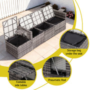 Gardeon 5 Pieces Outdoor Sofa Set 4-Seater Grey Rattan Patio Furniture Table and Chair Setting ODF-SOFA-5PC-CUP-GE-AB