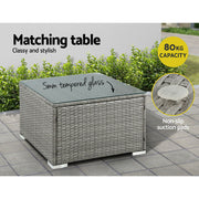 Gardeon 5-Piece Outdoor Sofa Set Wicker Couch Lounge Setting 4 Seater Grey ODF-SOFA-5PCS-HJ-GE-AB