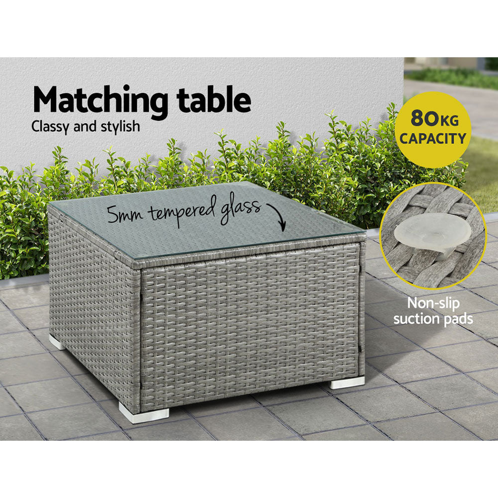 Gardeon 5-Piece Outdoor Sofa Set Wicker Couch Lounge Setting 4 Seater Grey ODF-SOFA-5PCS-HJ-GE-AB