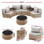 Gardeon 4 Seater Outdoor Sofa Set 7PCS Table Chair Brown Rattan Patio Furniture