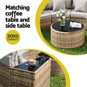 Gardeon 4 Seater Outdoor Sofa Set 7PCS Table Chair Brown Rattan Patio Furniture